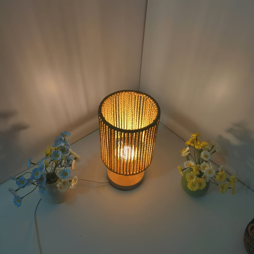 BarrelGlow Lamp - Wooden Design with Stripes