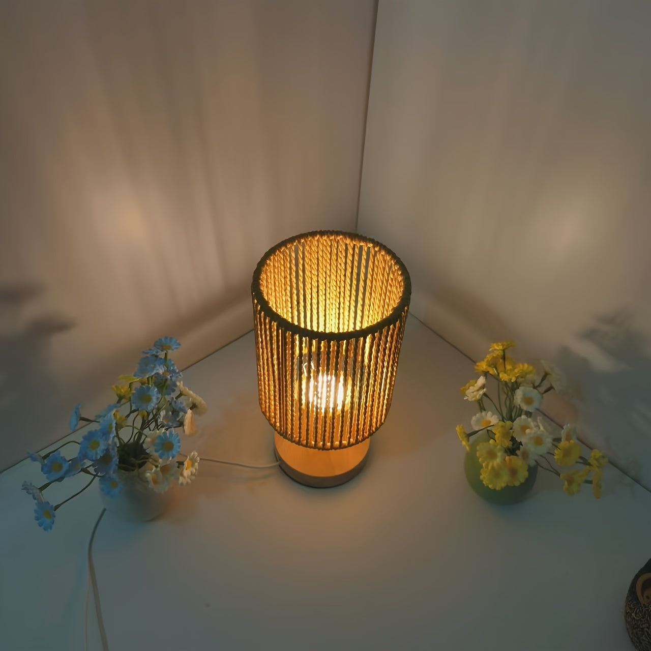 BarrelGlow Lamp - Wooden Design with Stripes