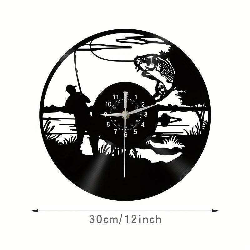 VinylCatch Clock - Retro Fishing Wall Decor