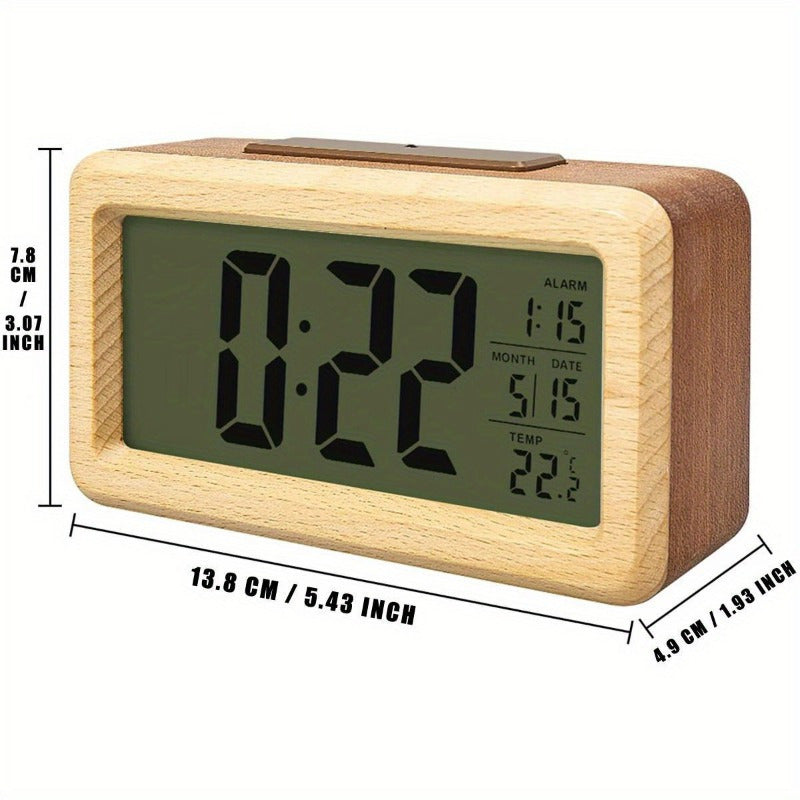 WoodChrono – Stylish Wooden Alarm Clock with Calendar