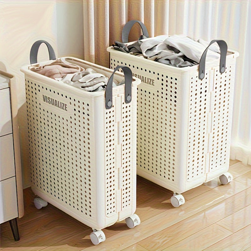 Efficient – Foldable Laundry Basket Whiteh Wheels for Easy Transport