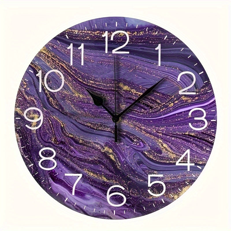 VioletGlow Clock - Abstract Wall Clock with Golden Accents