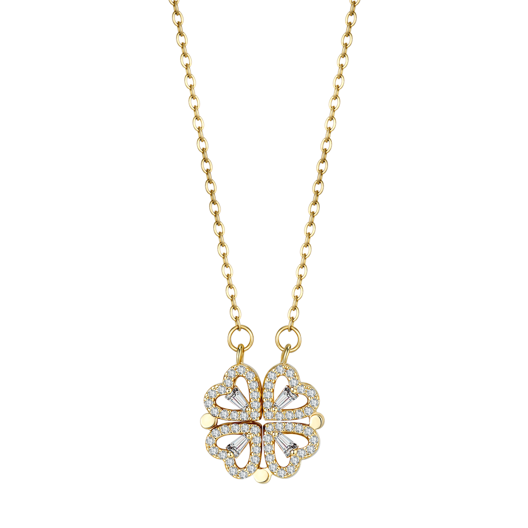 Lucky Charm Necklace - Elegant Heart-Shaped Gold Necklace