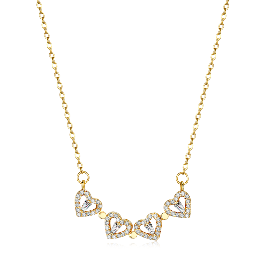 Lucky Charm Necklace - Elegant Heart-Shaped Gold Necklace