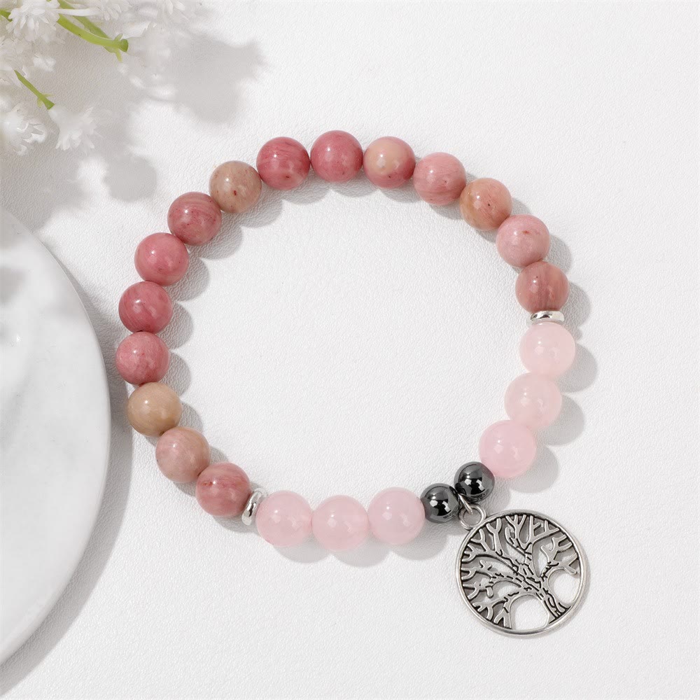 Elegant Mila Bracelet with Natural Crystals and Tree of Life Design