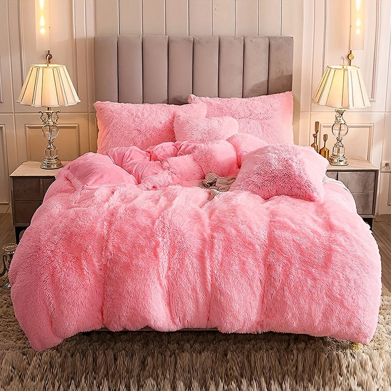 Ultra-Soft Plush Duvet Cover Set with Zipper - Luxury & Comfort