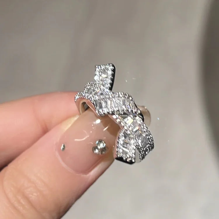 Elegant Adjustable Diamond Knot Ring - Serena Collection