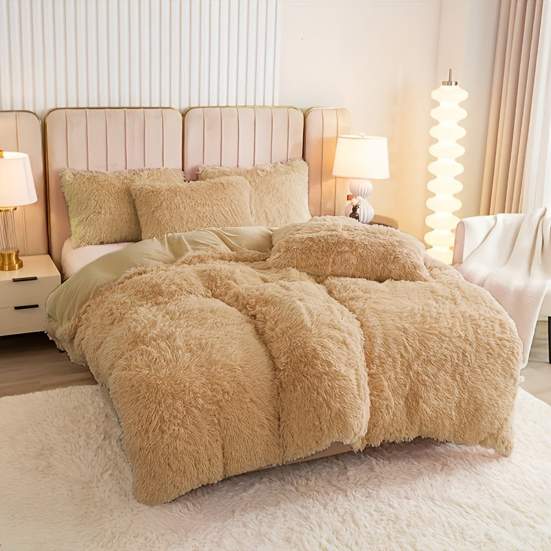 Ultra-Soft Plush Duvet Cover Set with Zipper - Luxury & Comfort