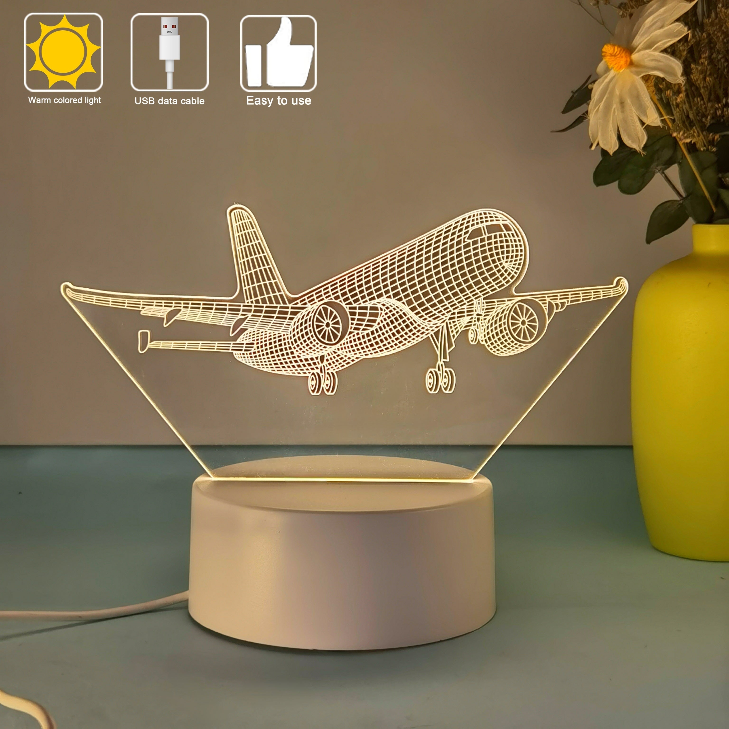 SkyGlow – 3D Airplane LED Night Light with USB
