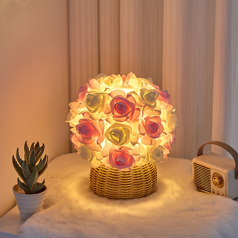 FloraGlow - Luxury Art Deco Rose USB Table Lamp