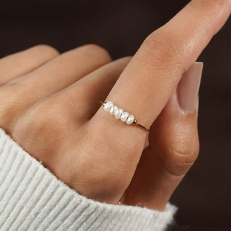 Elegant Sophie Golden Pearl Ring - Timeless Luxury