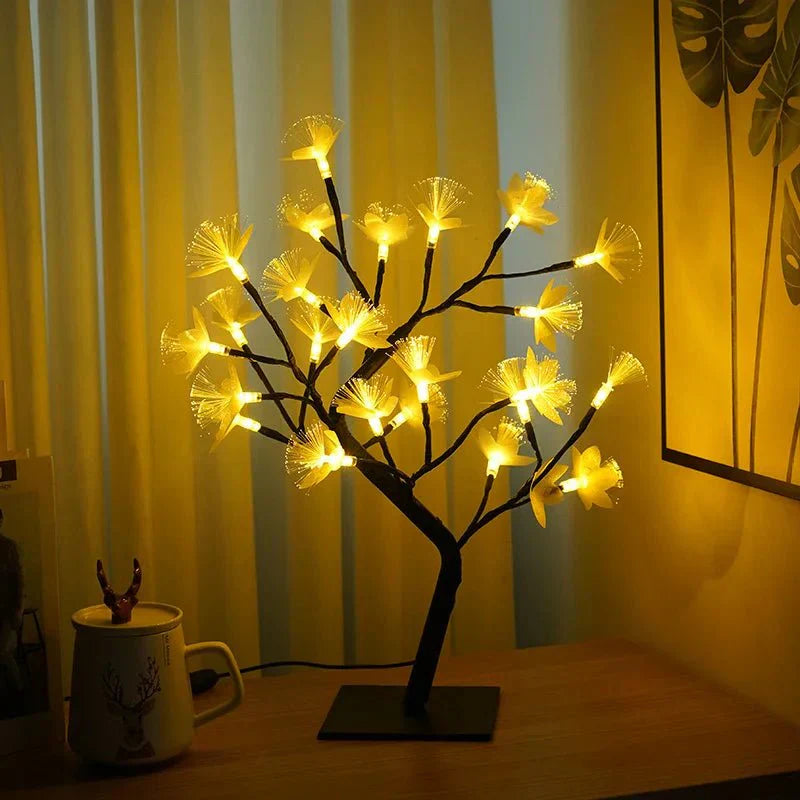 BonsaiGlow Table Lamp - Enchanting Fiber Optic Rose Lamp