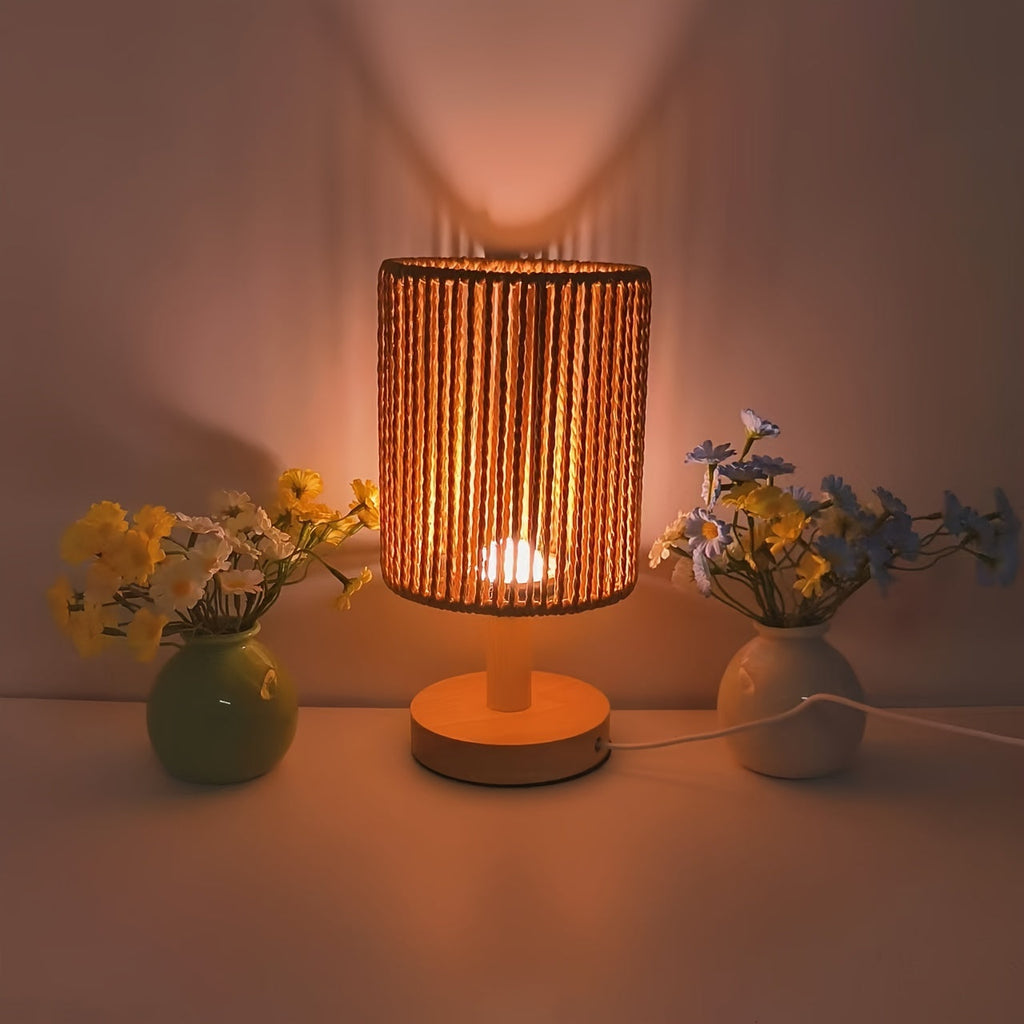 BarrelGlow Lamp - Wooden Design with Stripes