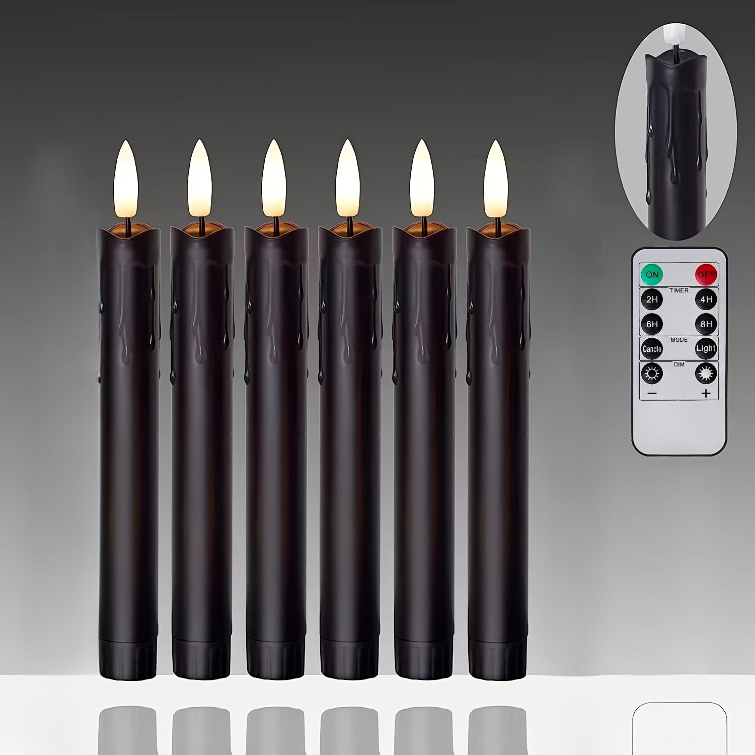 FlameFree - Set of 6 LED Candles with Remote Control