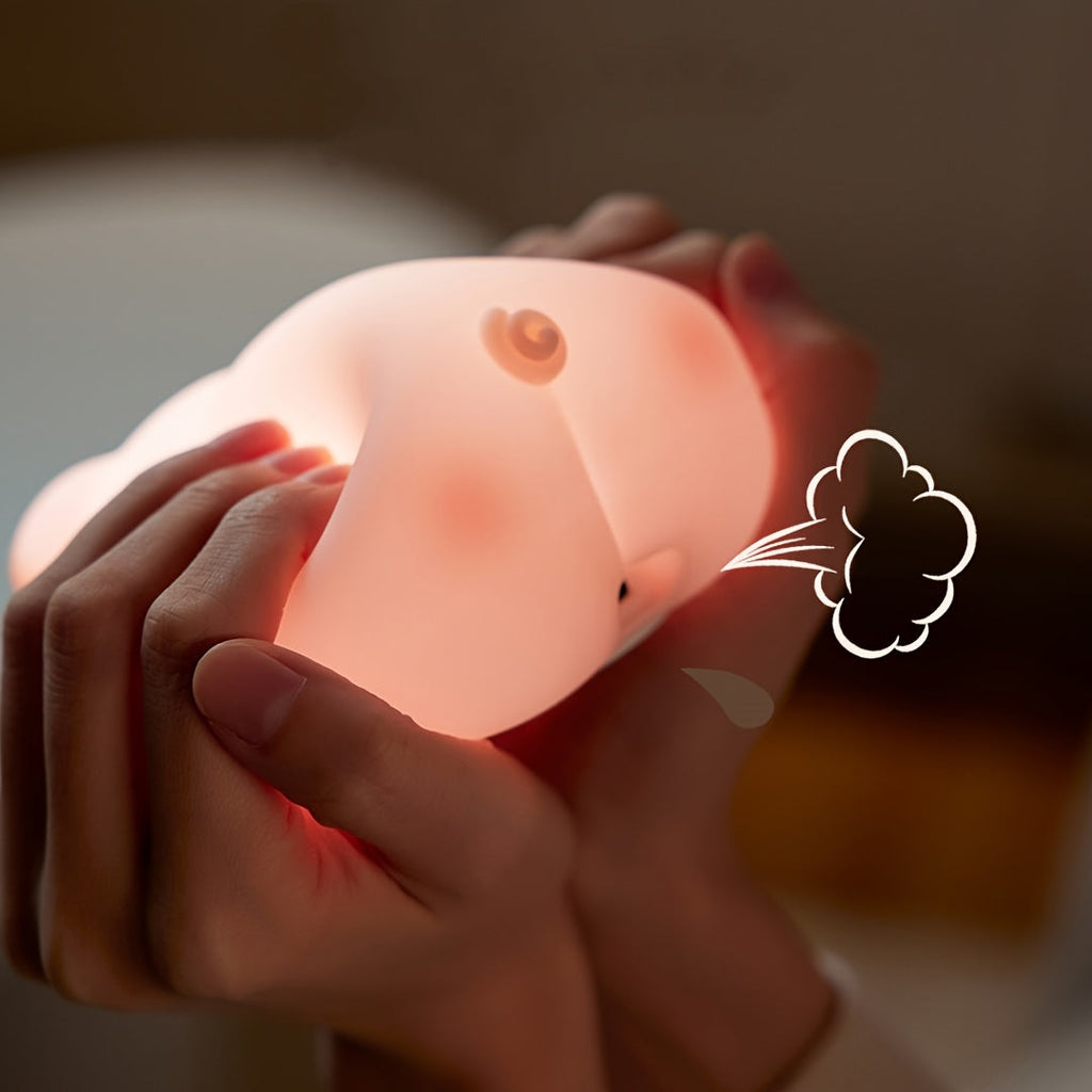 PiggyGlow – Cute Silicone Night Light, USB Rechargeable