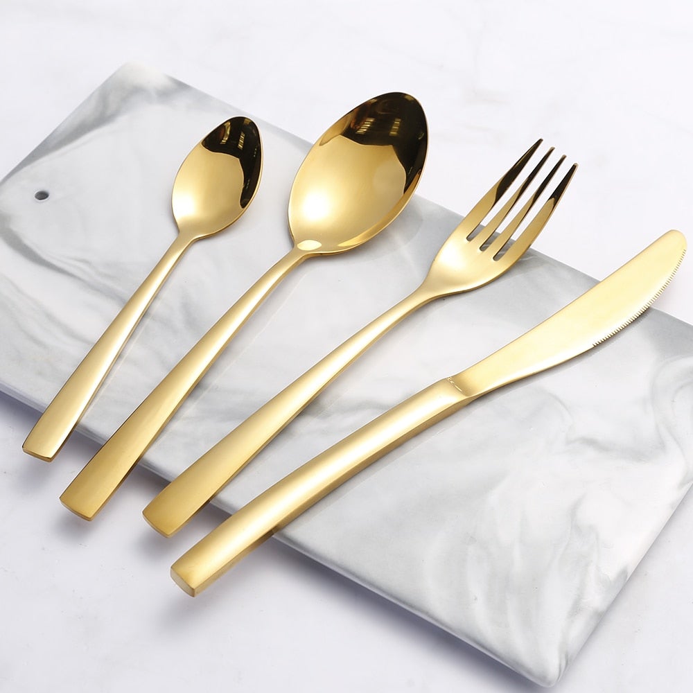 RoyalGlimmer Gold Cutlery Set - Gold Cutlery Set for a Luxurious Table Setting