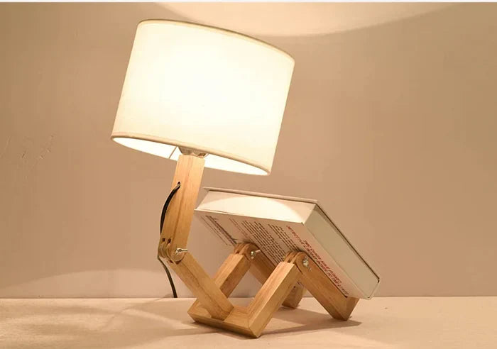 RutanFlex – Elegant Wooden Table Lamp with Book Compartment