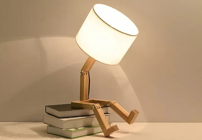 RutanFlex – Elegant Wooden Table Lamp with Book Compartment