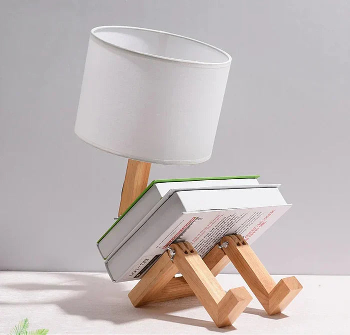 RutanFlex – Elegant Wooden Table Lamp with Book Compartment