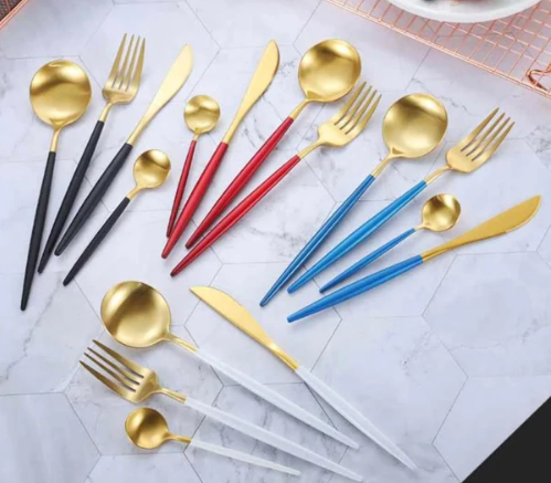 Luxury 24-Piece Gold-Silver Cutlery Set for Stylish Table Settings