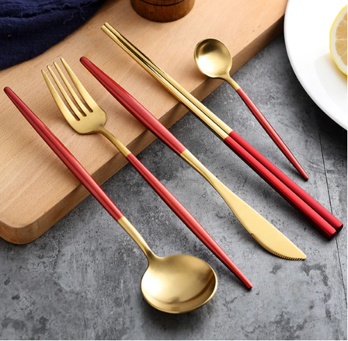 Luxury 24-Piece Gold-Silver Cutlery Set for Stylish Table Settings