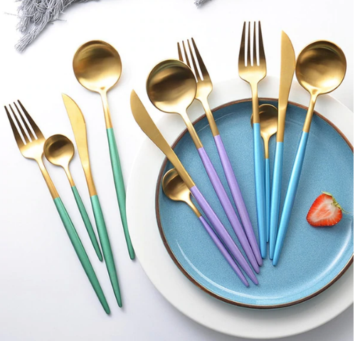 Luxury 24-Piece Gold-Silver Cutlery Set for Stylish Table Settings