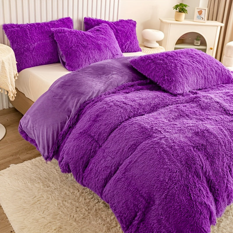 Ultra-Soft Plush Duvet Cover Set with Zipper - Luxury & Comfort