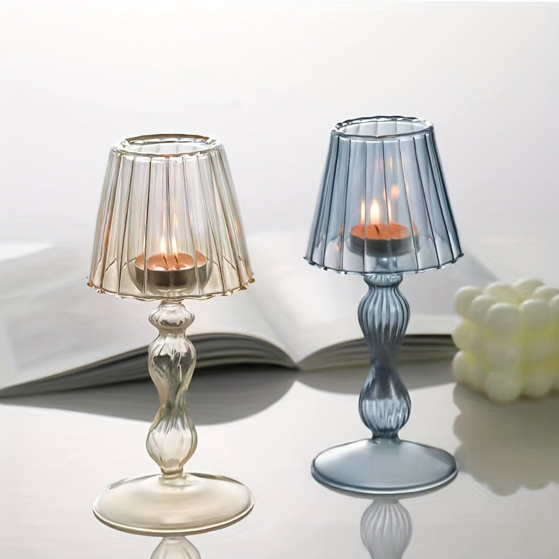 CrystalGlow – Luxury Glass Table Lamp & Candle Holder