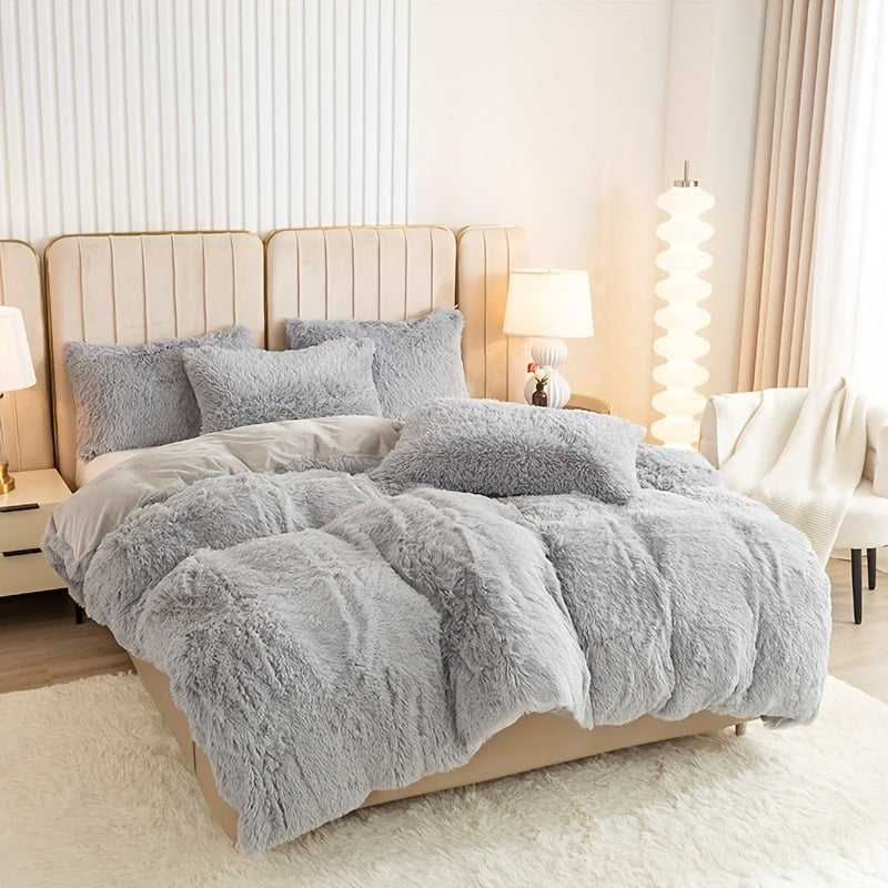 Ultra-Soft Plush Duvet Cover Set with Zipper - Luxury & Comfort