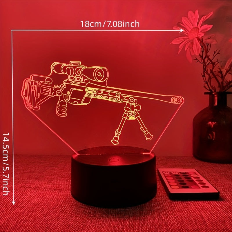 LumiGlow - 3D LED Night Light Black Pistol 16 Colors