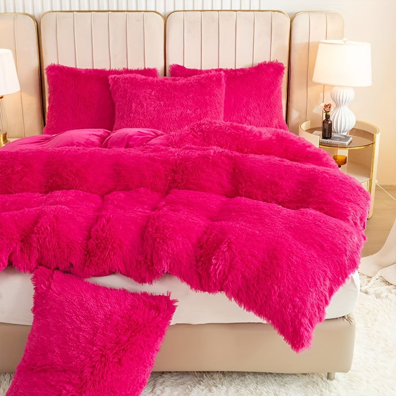 Ultra-Soft Plush Duvet Cover Set with Zipper - Luxury & Comfort