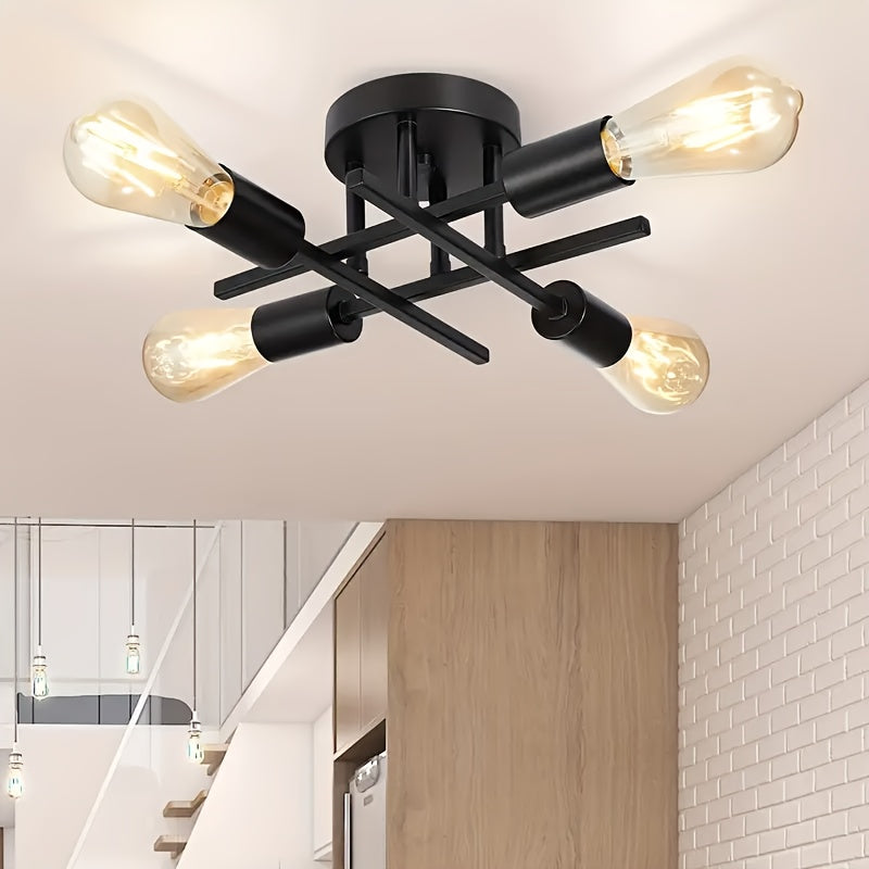 SatelliteLight - Modern Industrial Black Iron Ceiling Lamp