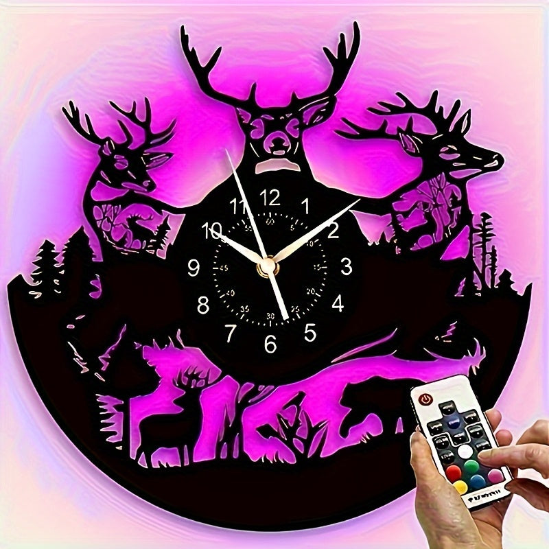 DeerGlow Clock - Unique Vinyl Deer Wall Decor