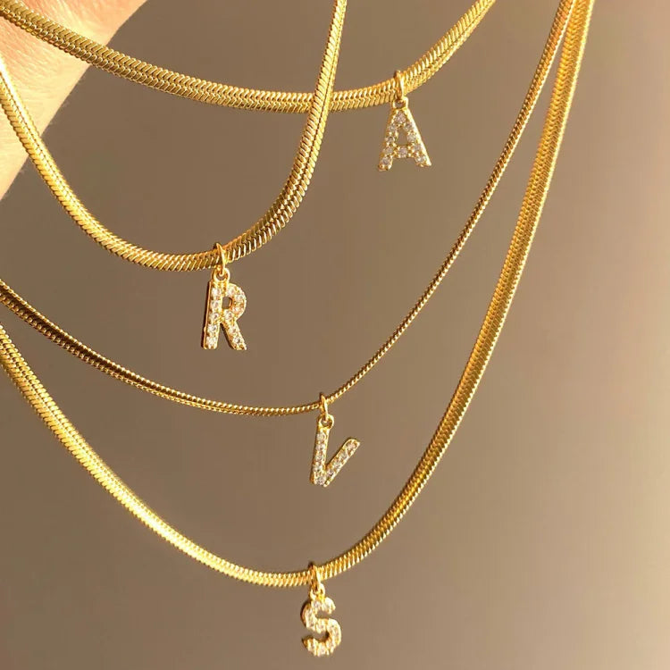 Stylish Gold Initial Necklace - Ella