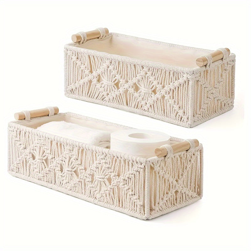 Boho Chic - Natuurlijke Katoenen Opbergmand voor Elegant Interieur