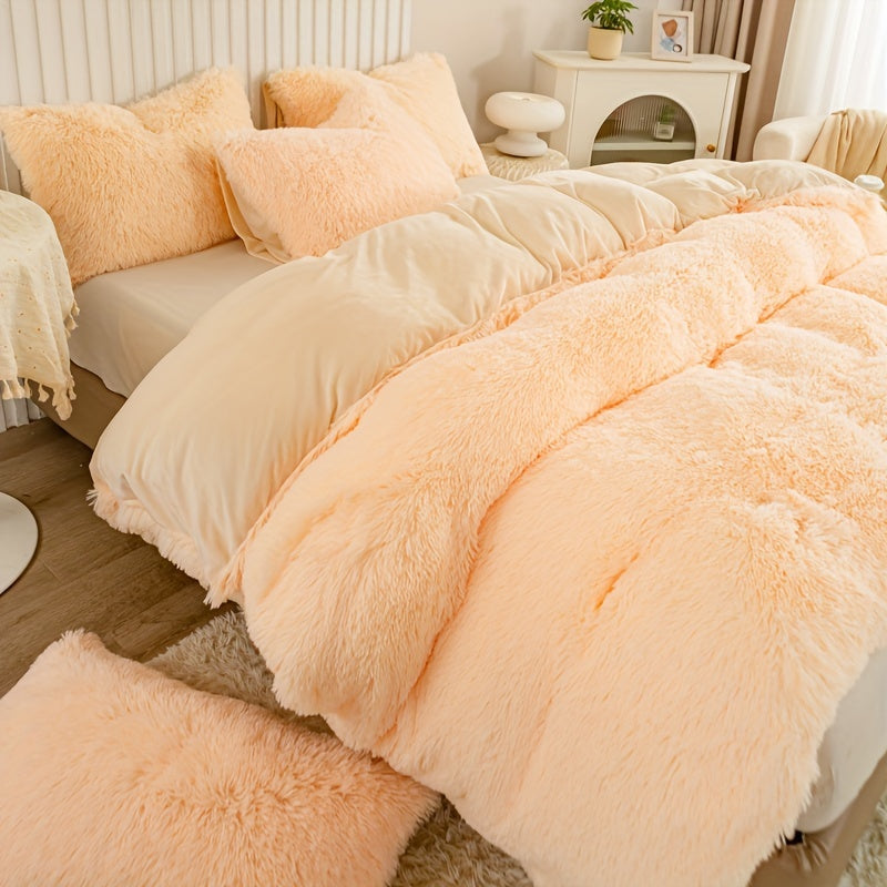 Ultra-Soft Plush Duvet Cover Set with Zipper - Luxury & Comfort
