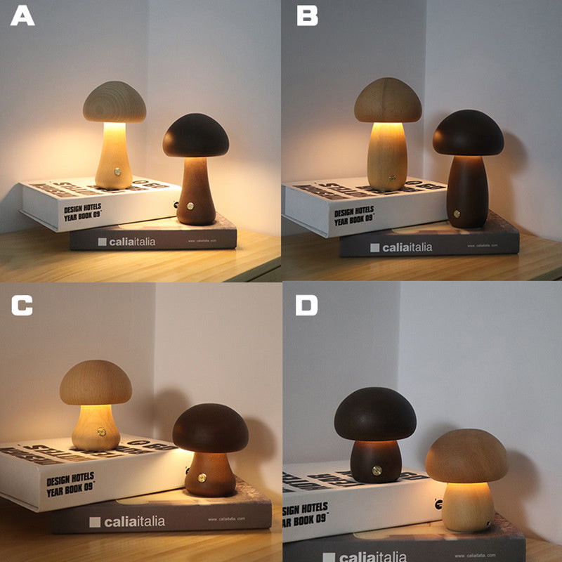 Mushroomlight - Wireless Wooden Mushroom LED Night Light
