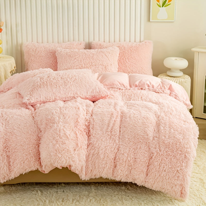 Ultra-Soft Plush Duvet Cover Set with Zipper - Luxury & Comfort
