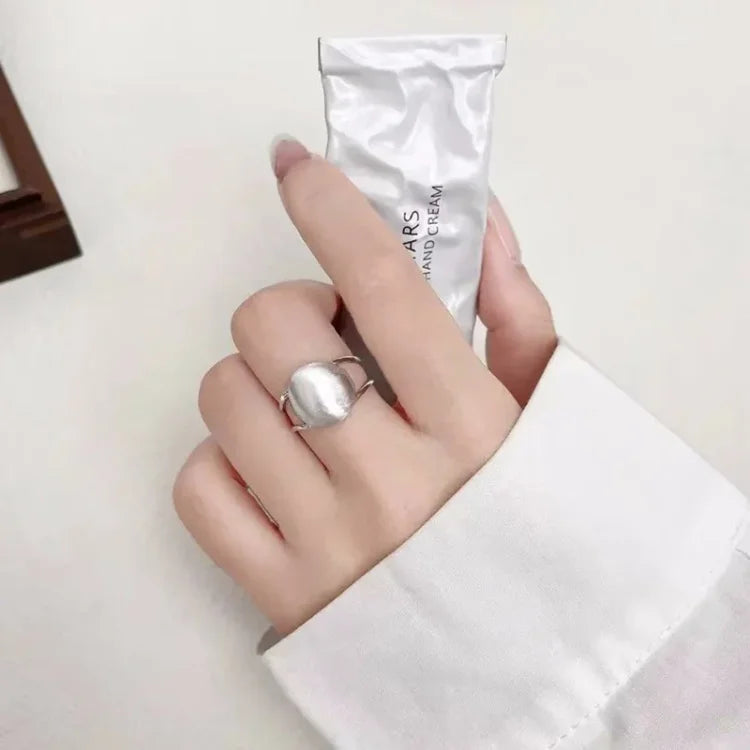 Alluring Brushed Silver Half Ball Ring - Lucienne