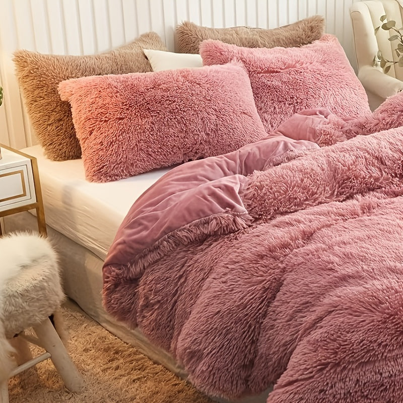 Ultra-Soft Plush Duvet Cover Set with Zipper - Luxury & Comfort
