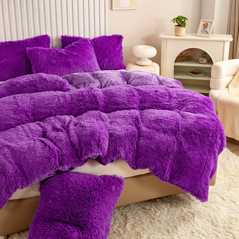 Ultra-Soft Plush Duvet Cover Set with Zipper - Luxury & Comfort