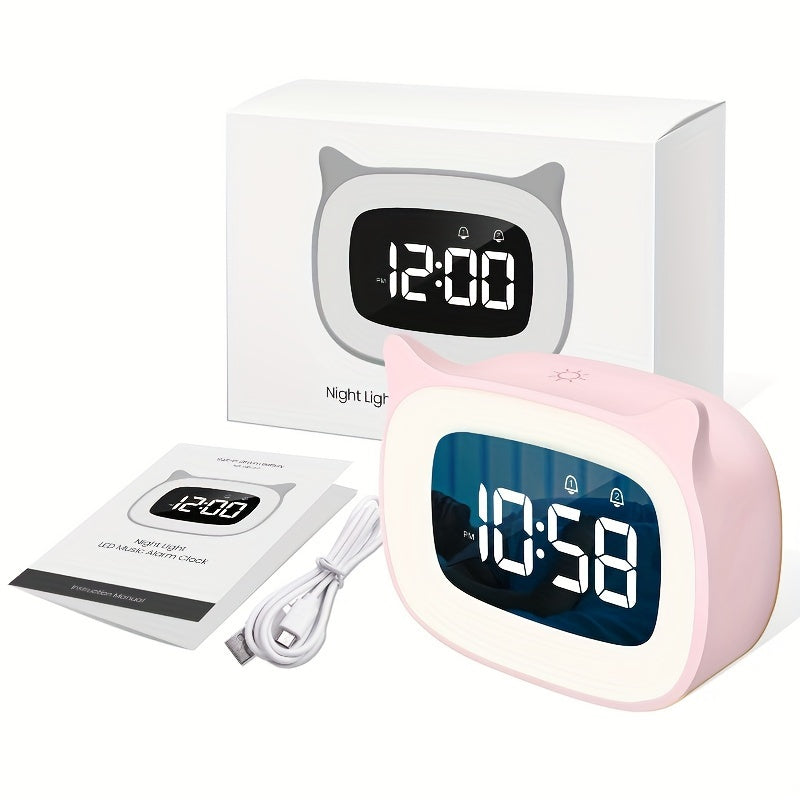 KittyGlow - Charming Cat Alarm Clock with Night Light
