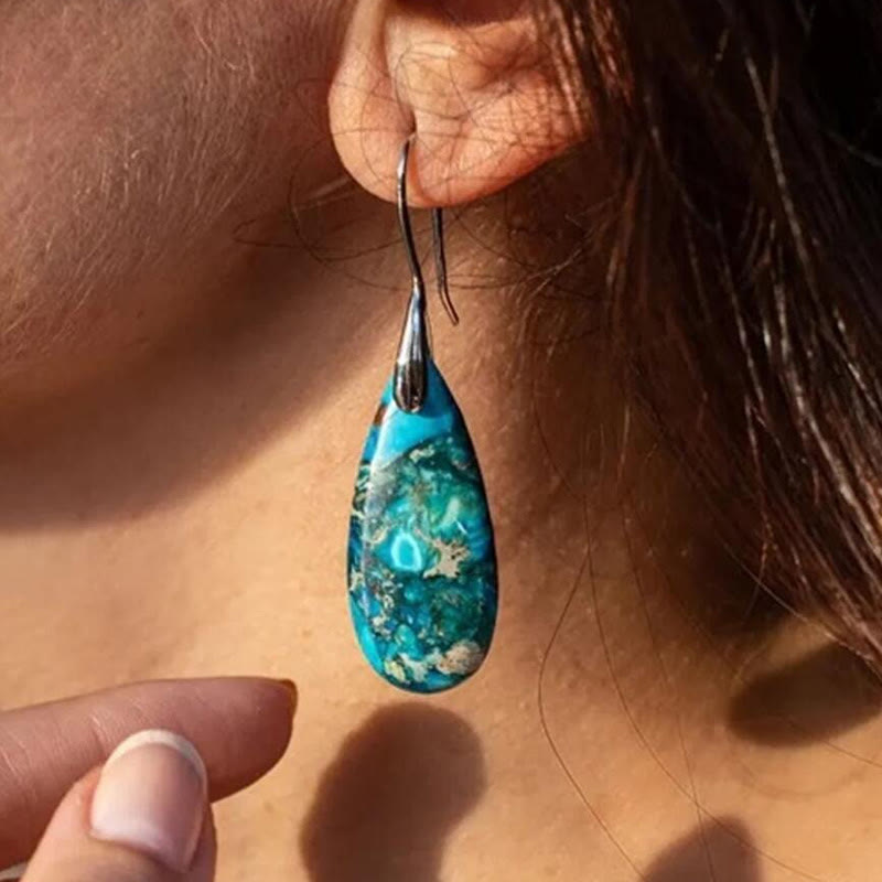 Elegant Teardrop Imperial Jasper Earrings - Amara Collection