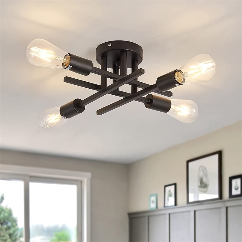 SatelliteLight - Modern Industrial Black Iron Ceiling Lamp
