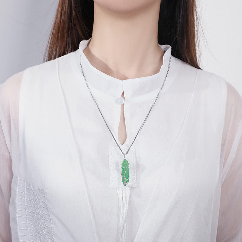 Elegant Tree of Life Gemstone Necklace with Radiant Crystals - Elara