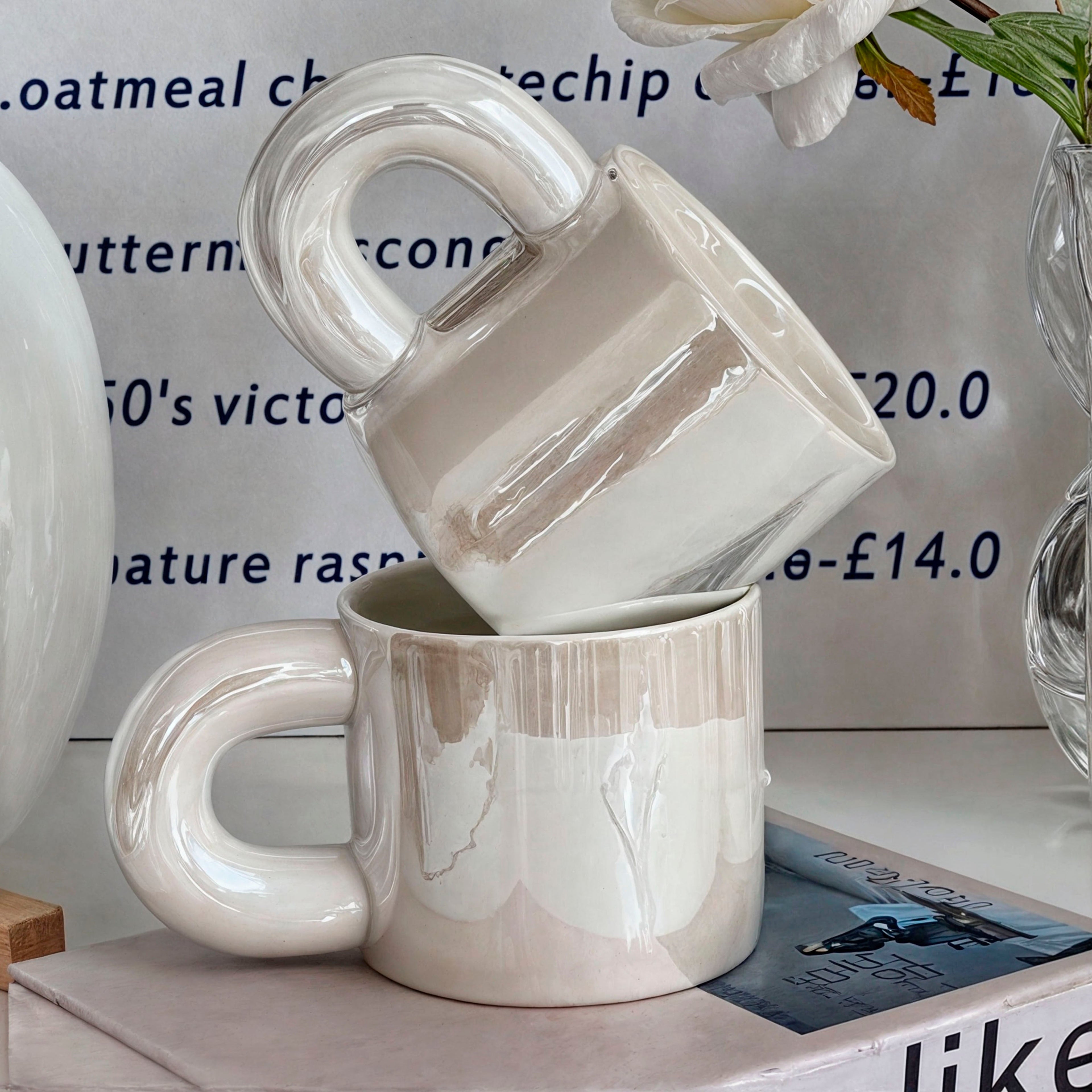 IridescentGlow - Luxury Porcelain Mug with Elegant Sheen