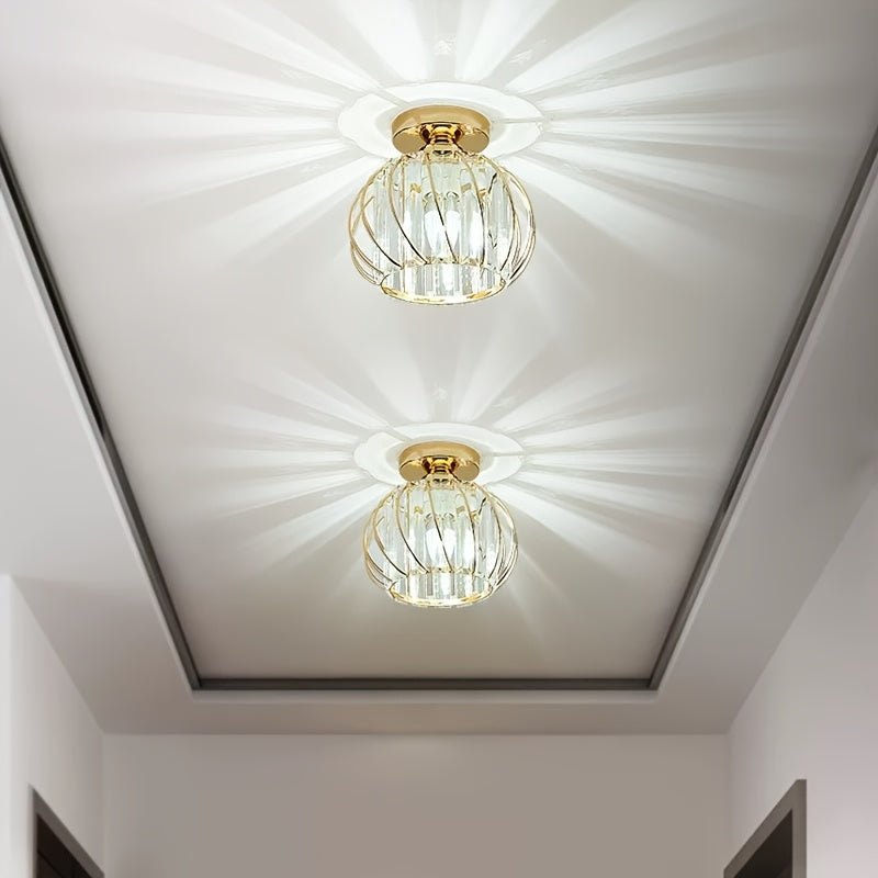 CrystalGlow - Luxury Crystal Hallway Lamp, Black Gold
