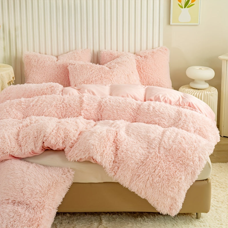 Ultra-Soft Plush Duvet Cover Set with Zipper - Luxury & Comfort