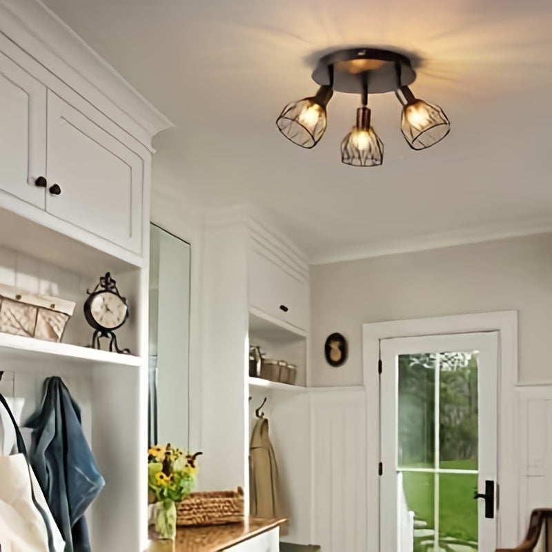 RusticGlow Lamp - Rural Black Ceiling Lamp with Swiveling Shades