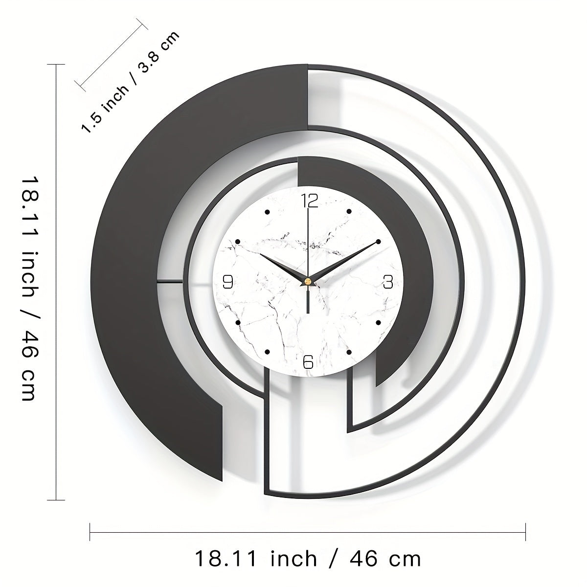 GeoClock - Elegant Black Geometric Wall Clock